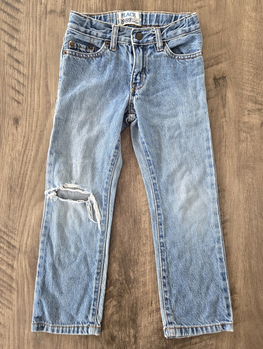 Children's Place Boy's Straight Leg Adjustable Waist Blue Jeans Size 5